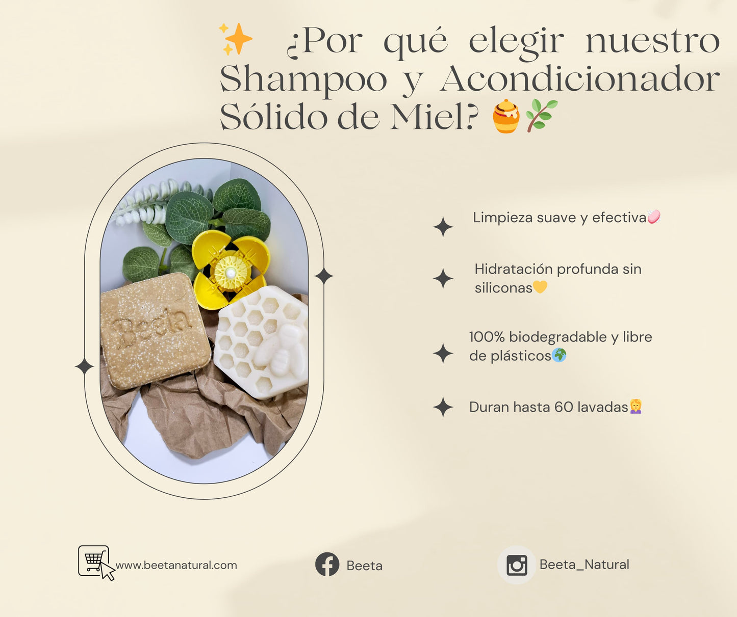 🍯 Shampoo Sólido de Miel (80g) | Limpieza Suave y Nutritiva